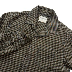 Bearbottom Mens Flannel Shirt Medium Green Orange Plaid Micro Check Button Down